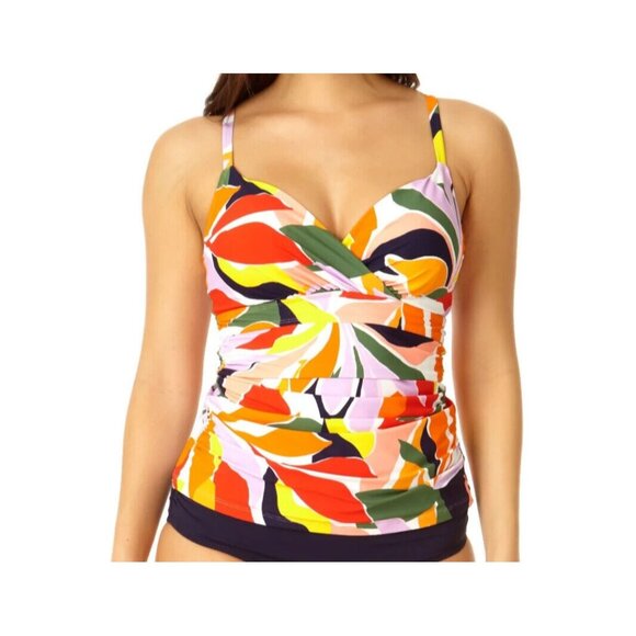 Anne Cole Women's Multicolor Printed Underwire Tankini Swim Top Size 32C/34B NWT - Picture 1 of 8